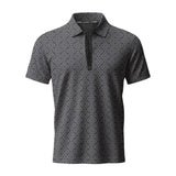 Valuetainment Lion Shield Performance Black and Grey Zipper Polo Shirt (Classic Fit)