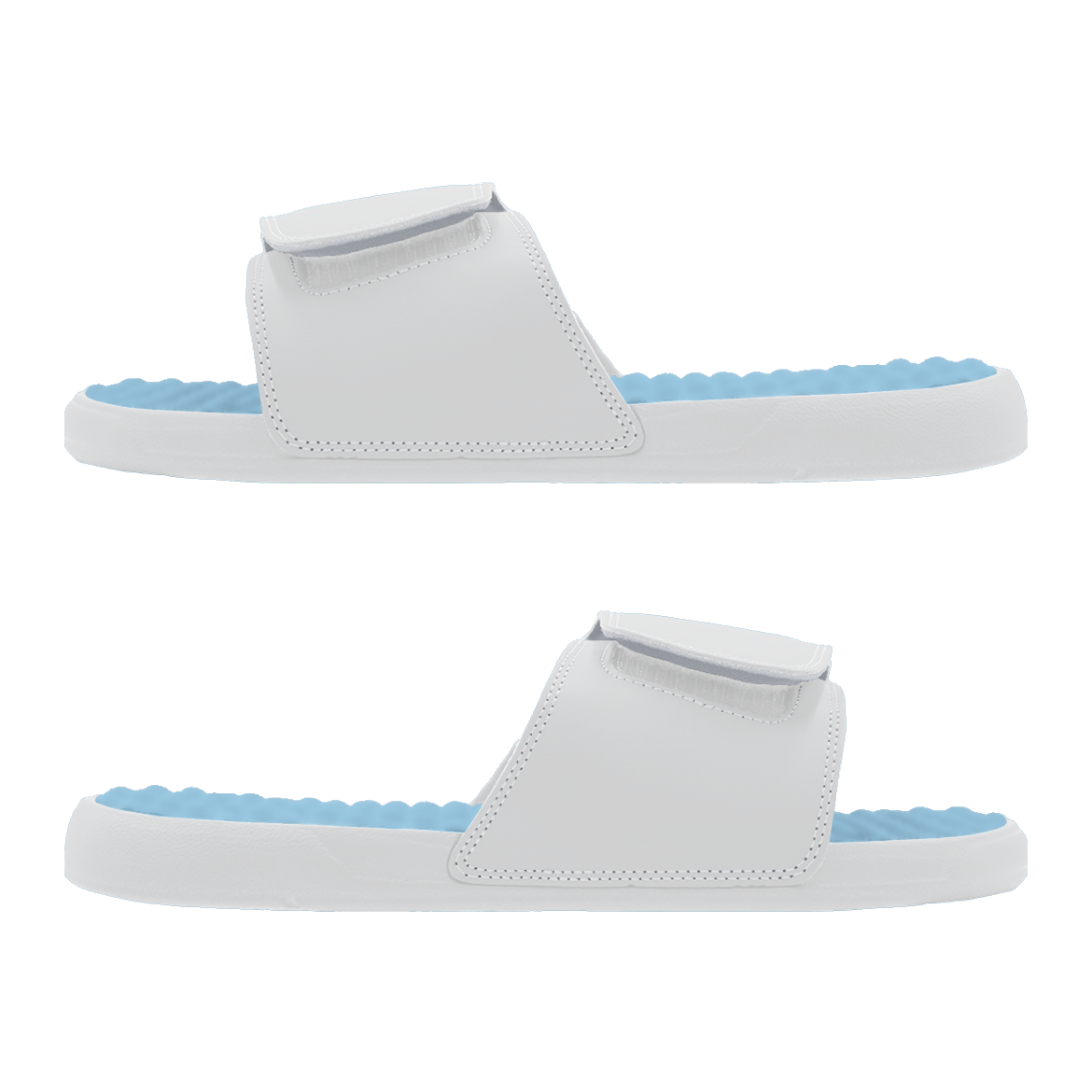 Future Looks Bright White and Blue Gel Comfort Slides