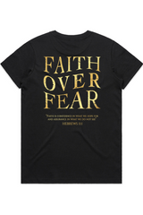 Women's Faith over Fear Black and Gold Shirt