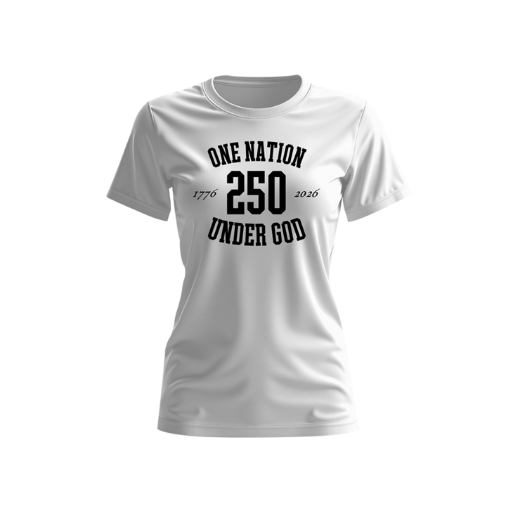 Women's One Nation Under God 250 White Short Sleeve T-Shirt