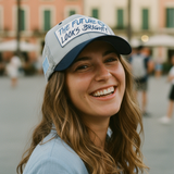 Future Looks Bright Dual Tone Gray and Blue Gradient Logo Snapback Hat