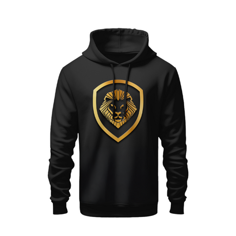 Valuetainment Lion Black & Gold Shield Pullover Performance Hoodie
