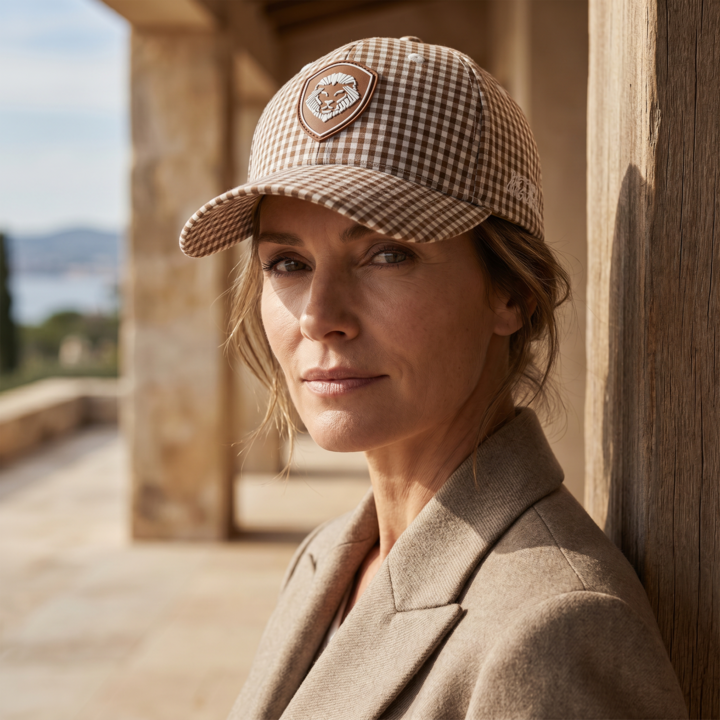 VT Shield Future Looks Bright Brown Gingham Check Snapback Hat