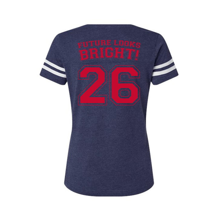 Women's Future Looks Bright 26 Navy Red Sports Short Sleeve Tee