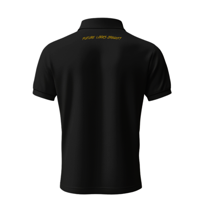 Future Looks Bright Lion Shield Logo Premium Black and Gold Polo Shirt (Classic Fit)