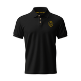 Future Looks Bright Lion Shield Logo Premium Black and Gold Polo Shirt (Classic Fit)