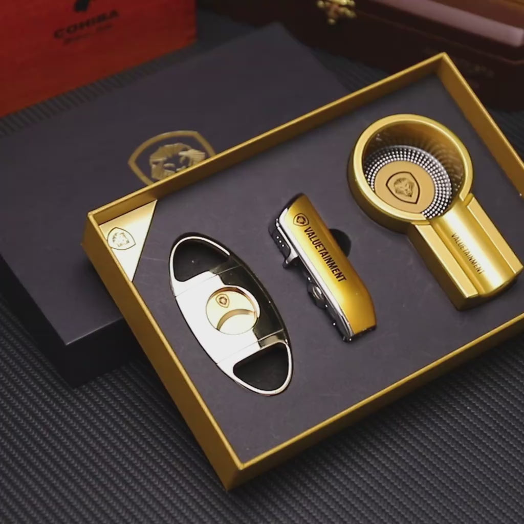 Valuetainment Golden Cigar Lighter Set