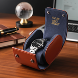 Future Looks Bright Cognac Embossed Leather Single Watch Carrier